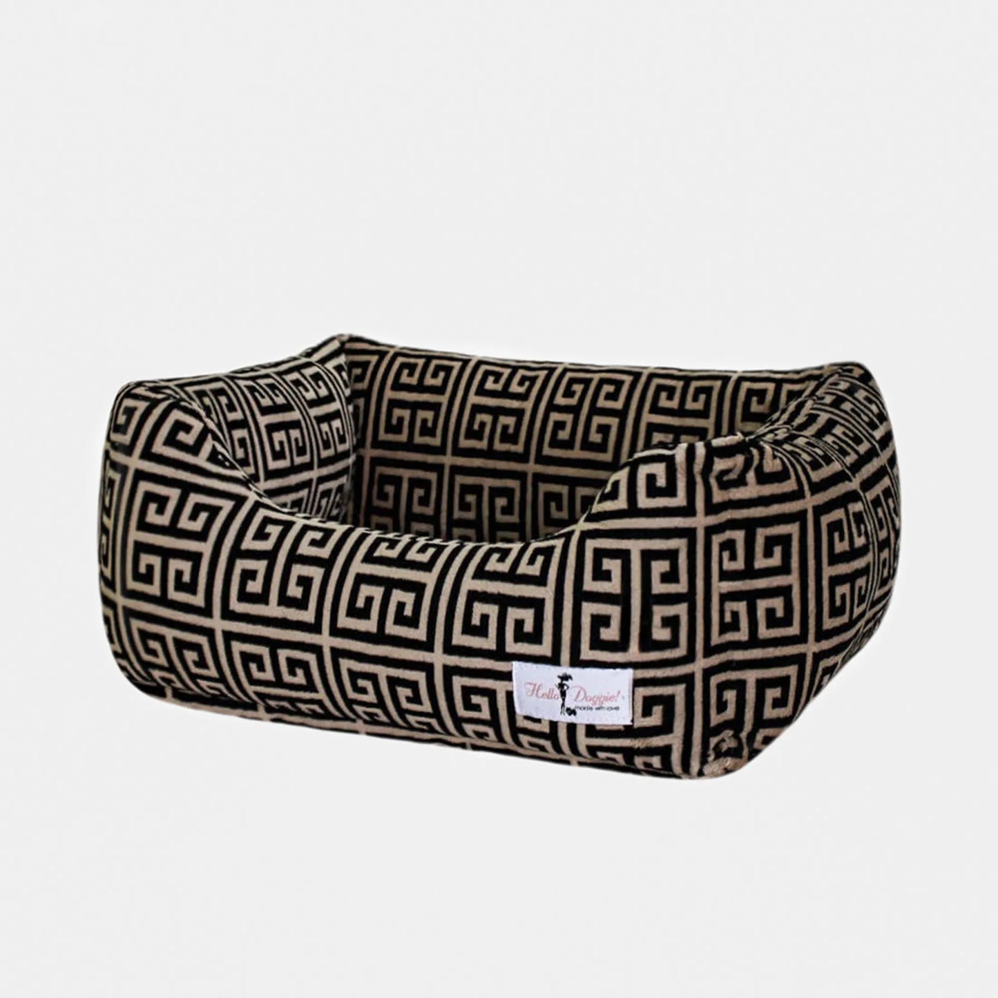 Patterned pet bed on a white background