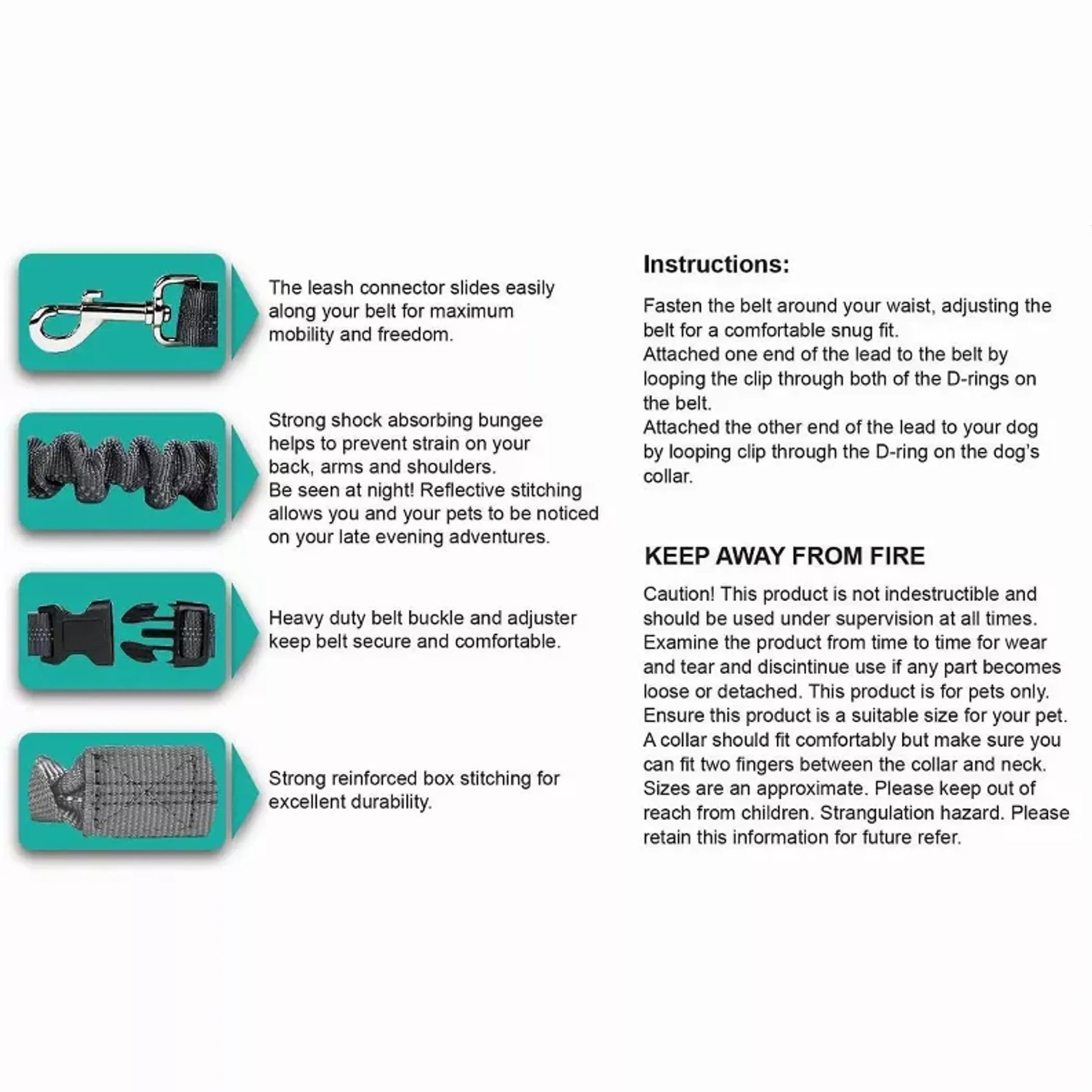 Product features and instructions on a white background
