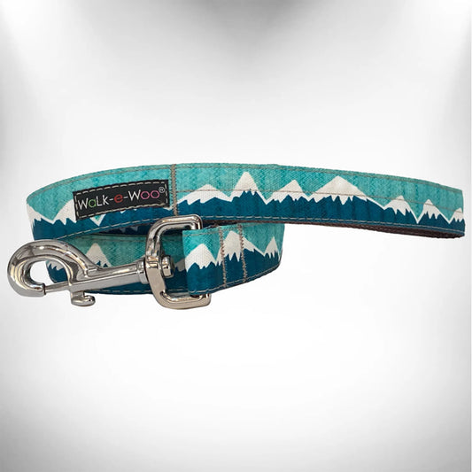Dog leash with mountain pattern on a white background