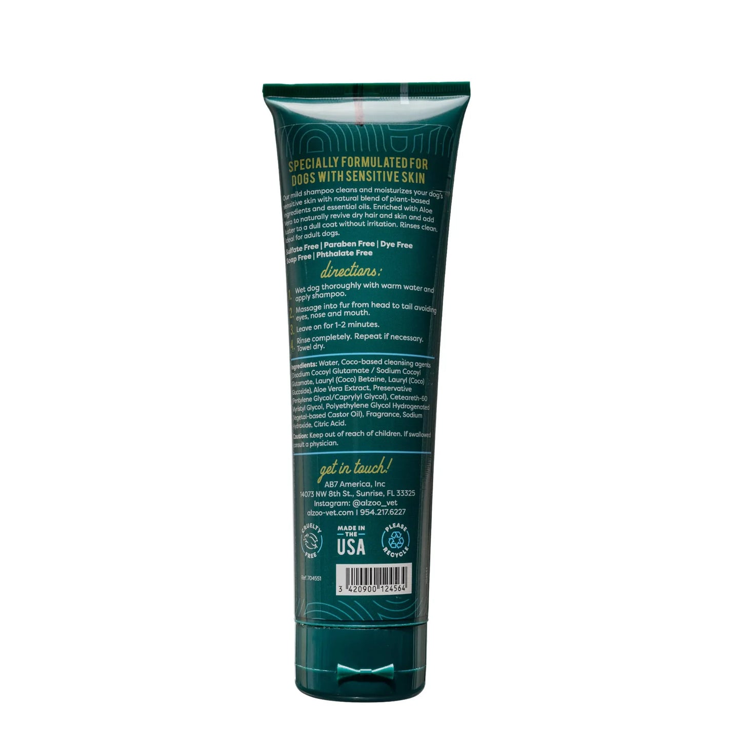 Green tube of skincare product with text on a white background