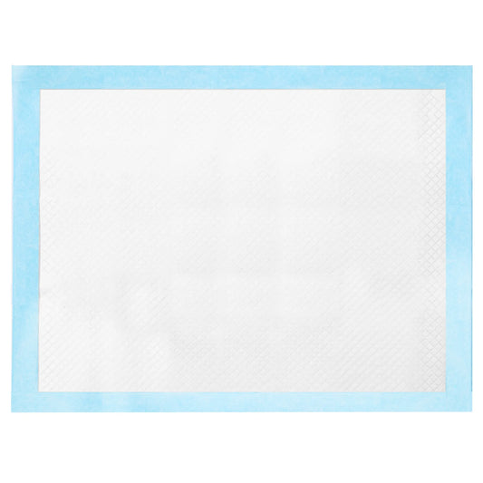 White card with a light blue border on a white background