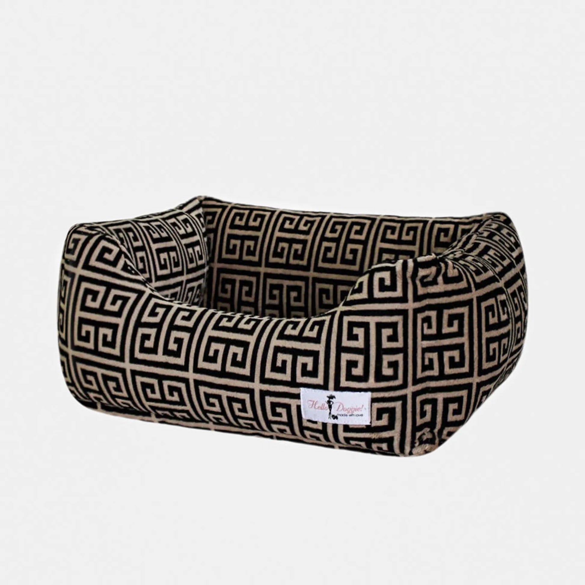 Patterned pet bed on a white background