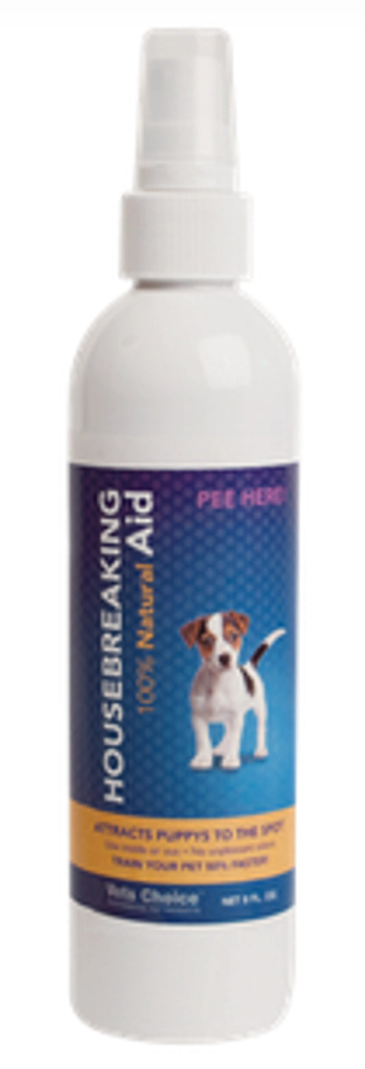 Bottle of Housebreaking Aid for dogs on a white background